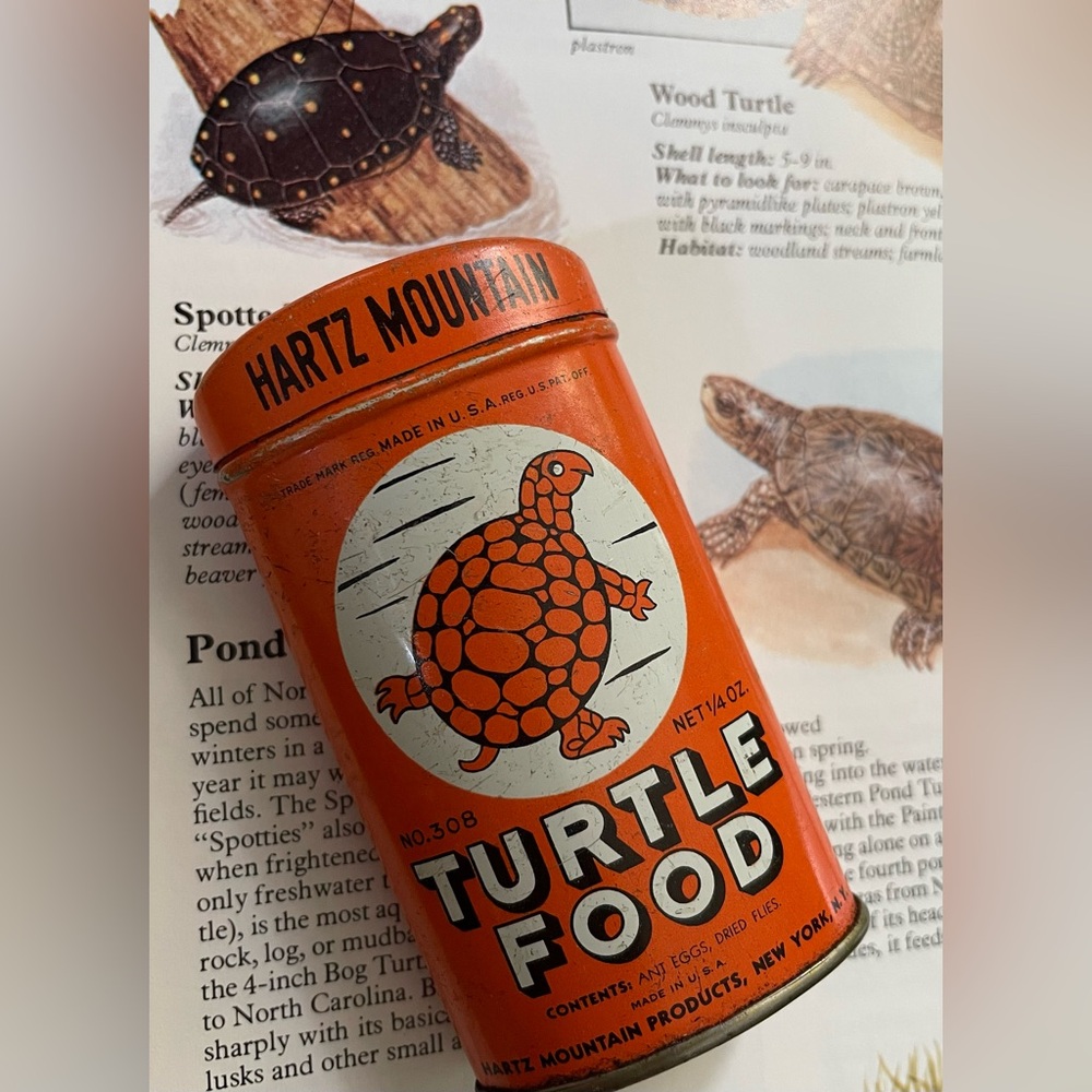 Vtg EMPTY TURTLE PELLET TIN
